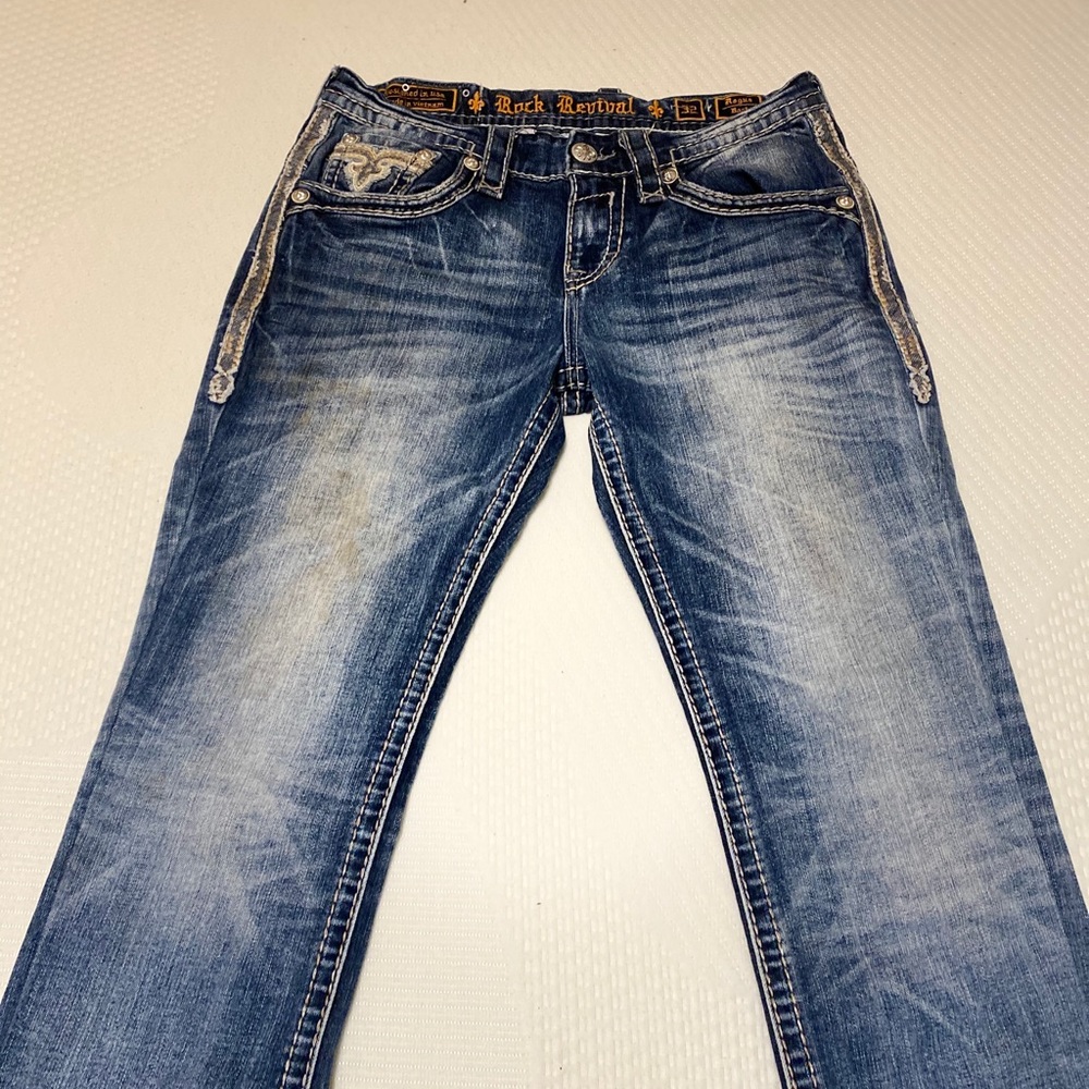 Rock Revival size 32 bootcut but alterated into slim strait jeans